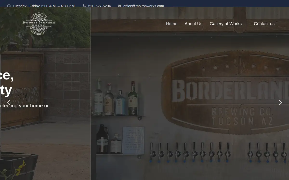 Homepage of Montoya's Ornamental Ironworks LLC