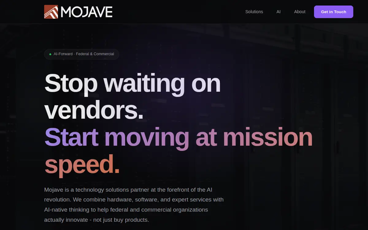 Homepage of Mojave Advanced Solutions, INC