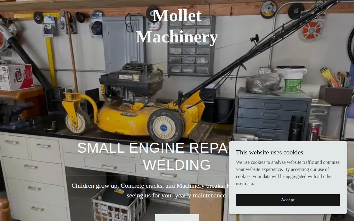 Homepage of Mollet Machinery LLC