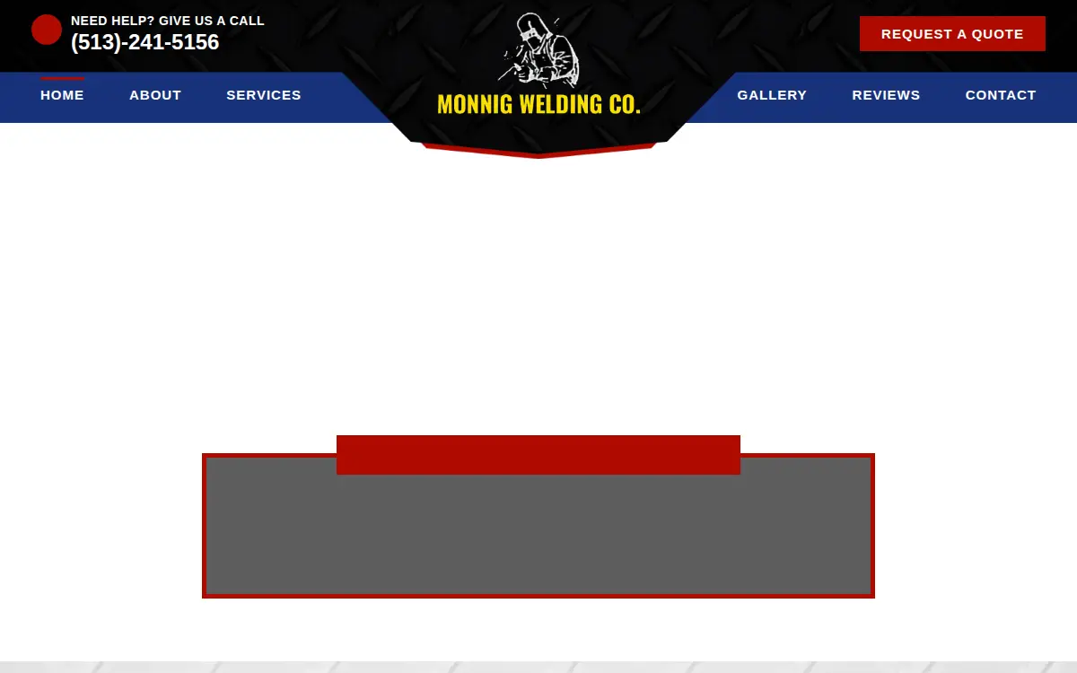 Homepage of Monnig Welding, LLC