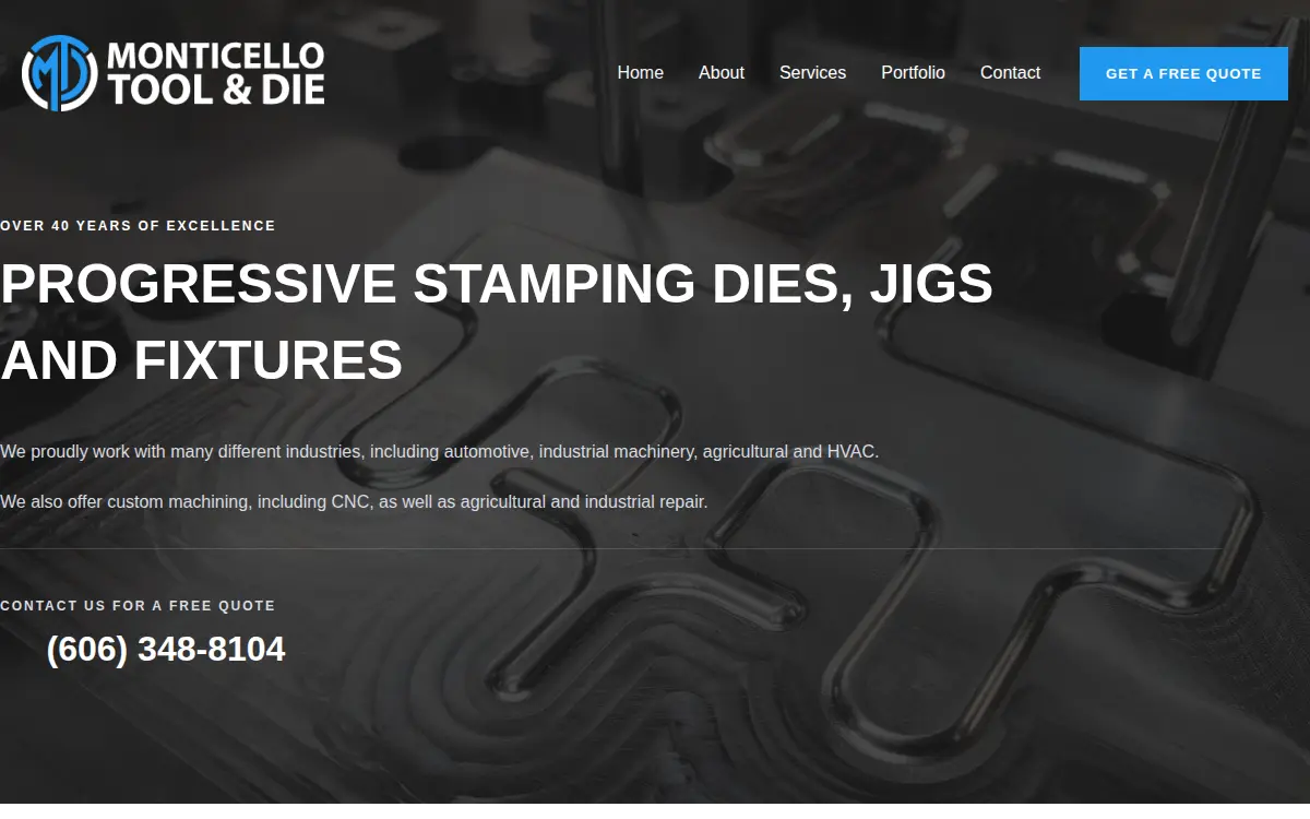 Homepage of Monticello Tool and Die, INC