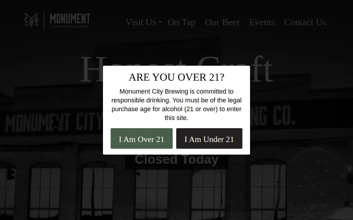 Homepage of Monument City Brewing Company, LLC