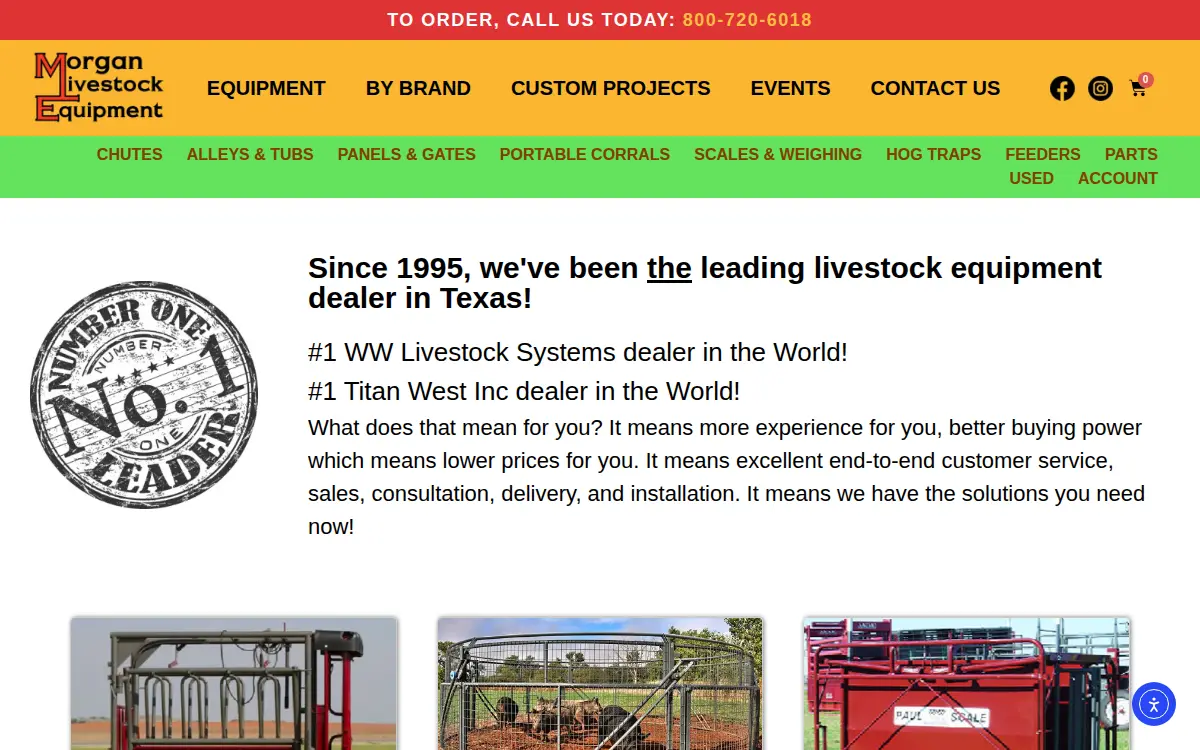 Homepage of Morgan Livestock Equipment Sales INC