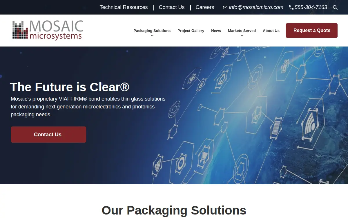 Homepage of Mosaic Microsystems LLC