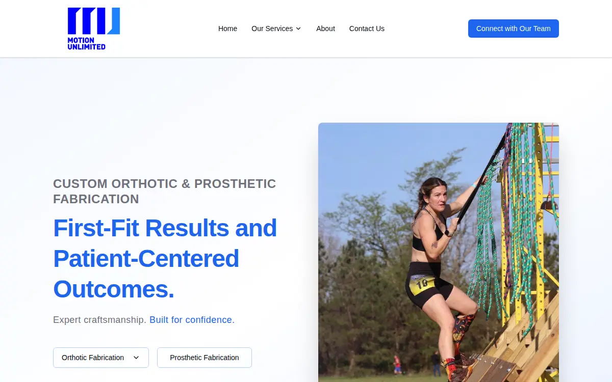 Homepage of Motion Unlimited LLC