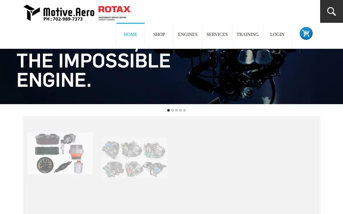 Homepage of Motive Aero LLC