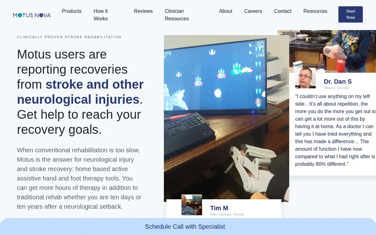 Homepage of Motus Nova LLC