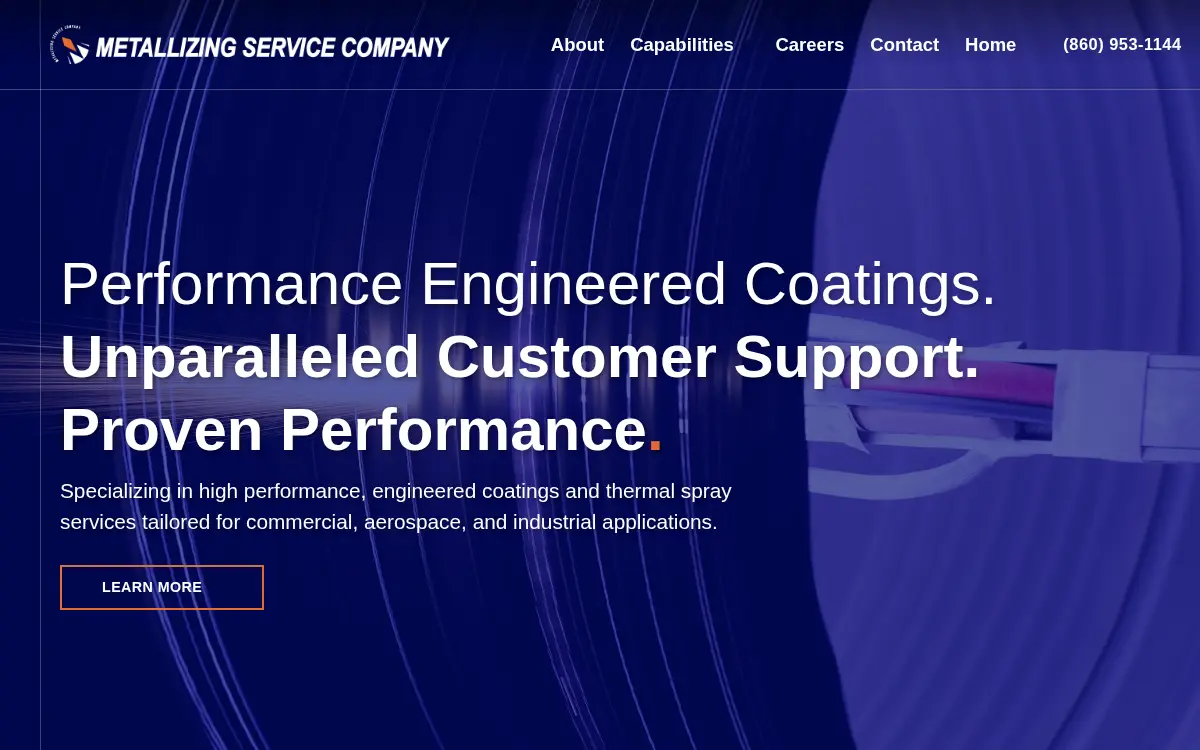 Homepage of Metallizing Service Company Holdings, LLC