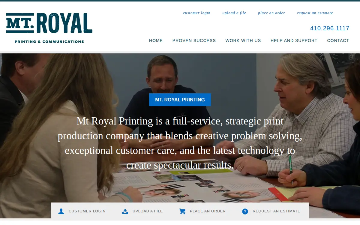 Homepage of The Mt. Royal Printing Company, INC.
