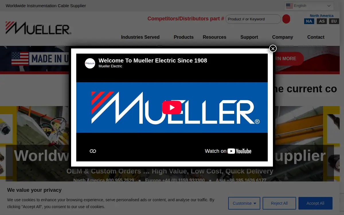 Homepage of Mueller Electric Company, INC.