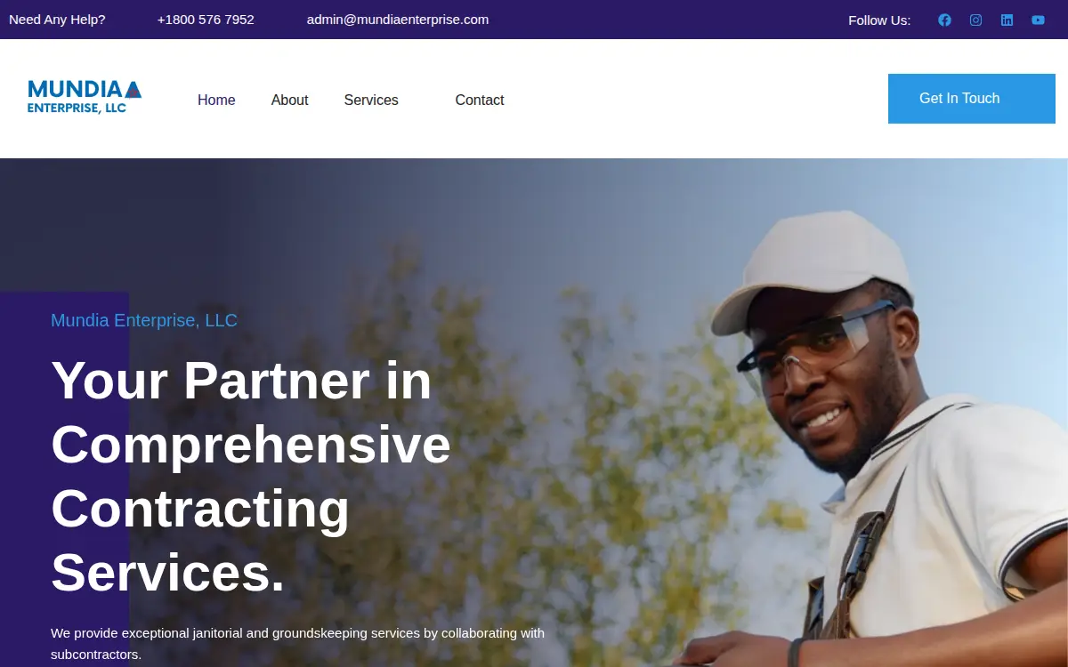 Homepage of Mundia Enterprise, LLC