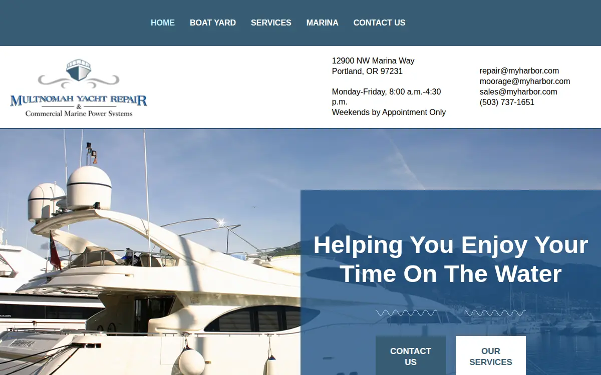 Homepage of Multnomah Yacht Repair, LLC