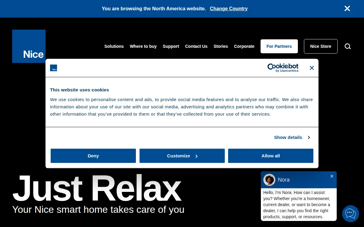 Homepage of Nice North America LLC