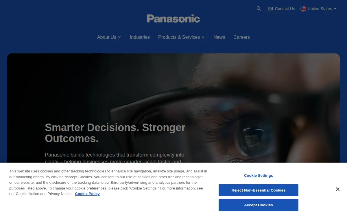 Homepage of Panasonic Corporation of North America