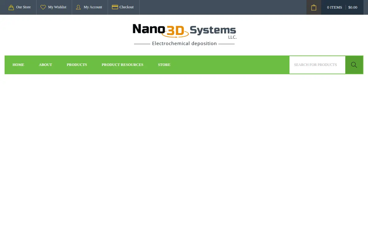 Homepage of Nano3d Systems, LLC