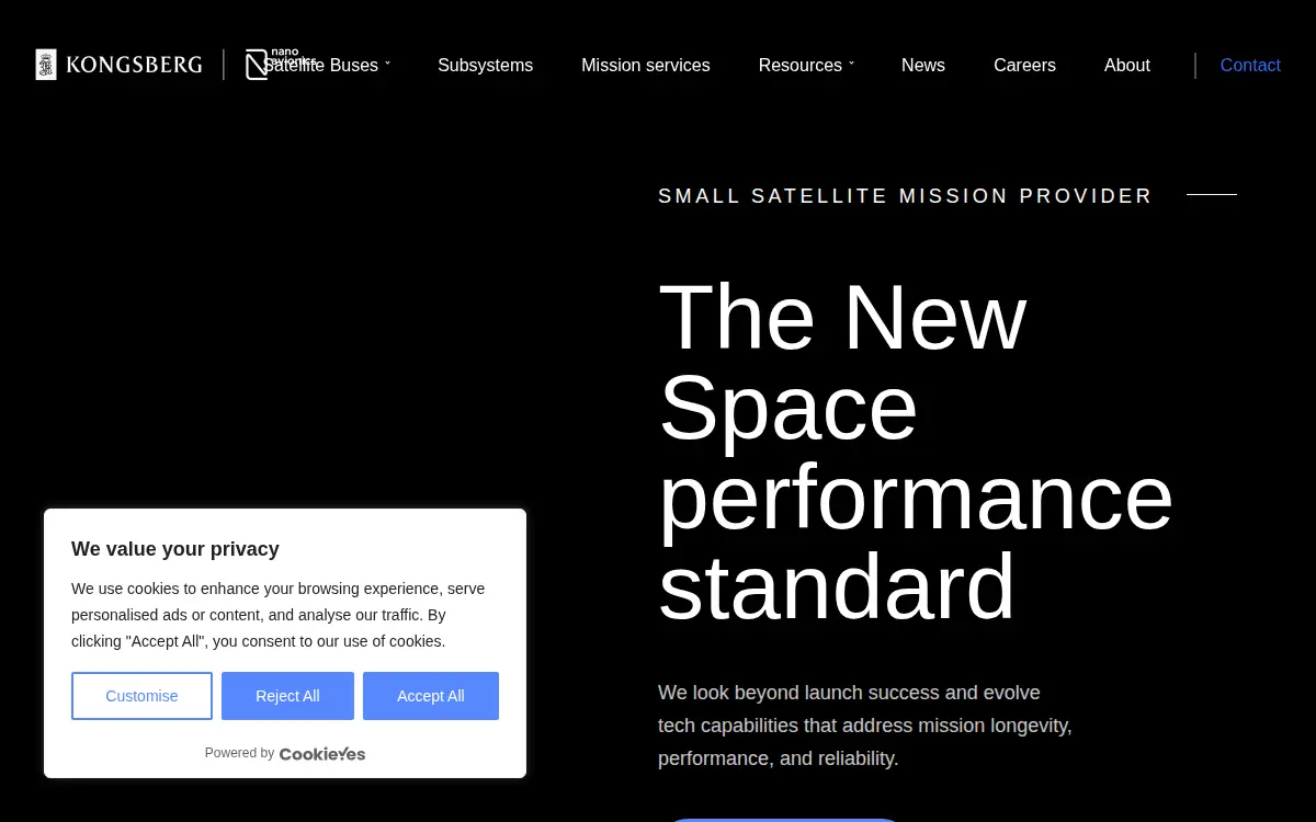 Homepage of Kongsberg Nanoavionics US LLC