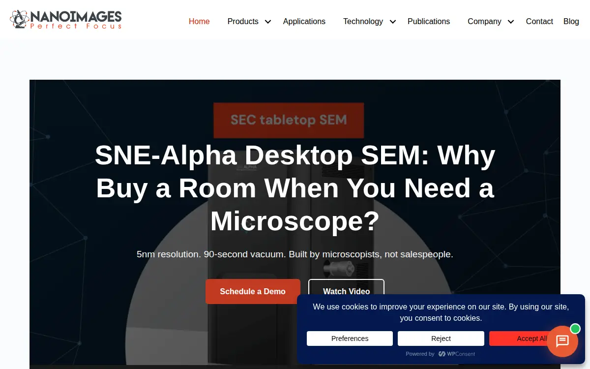 Homepage of Nanoimages