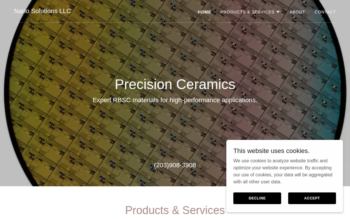 Homepage of Nano Solutions LLC