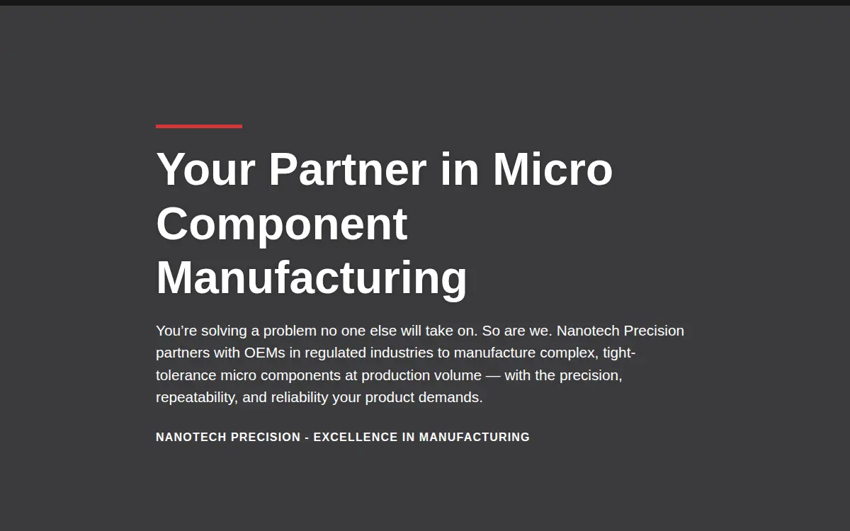 Homepage of Nanotech Precision, LLC