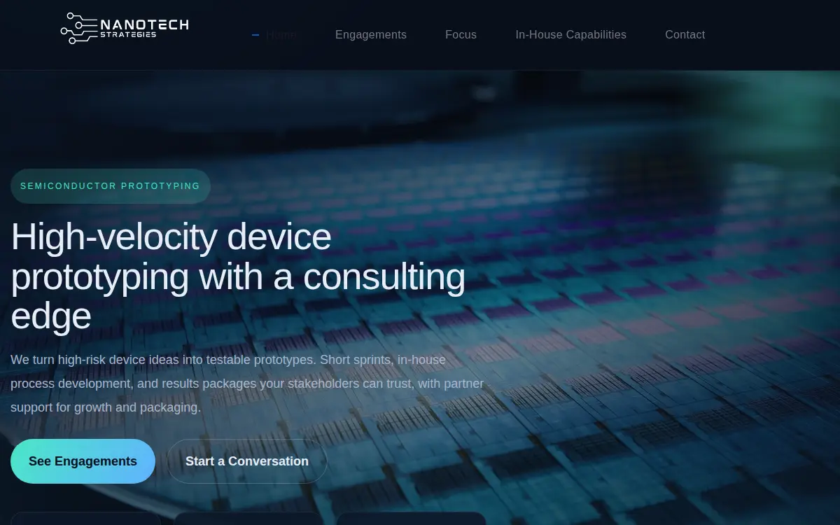 Homepage of Nanotech Strategies LLC