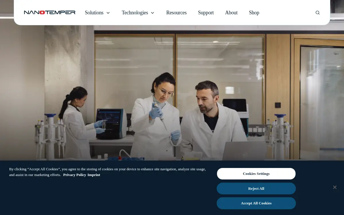 Homepage of Nanotemper Technologies INC.