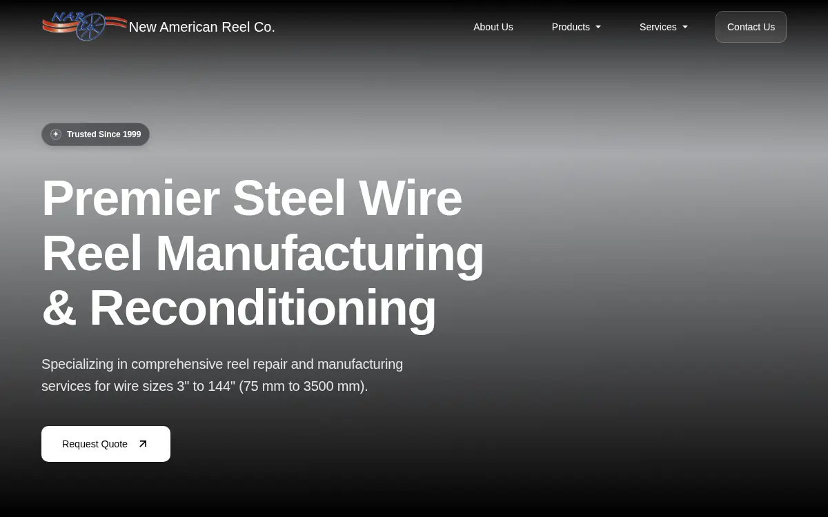 Homepage of New American Reel Company, LLC