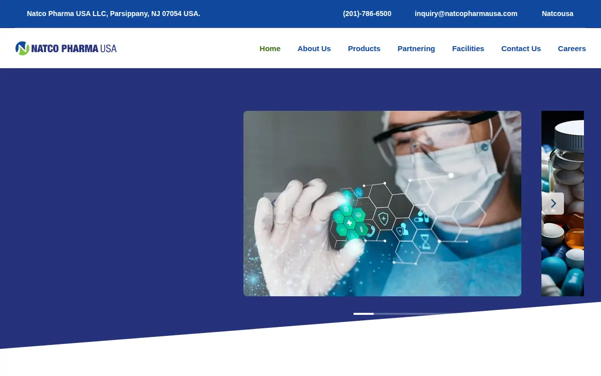 Homepage of Natco Pharma USA LLC