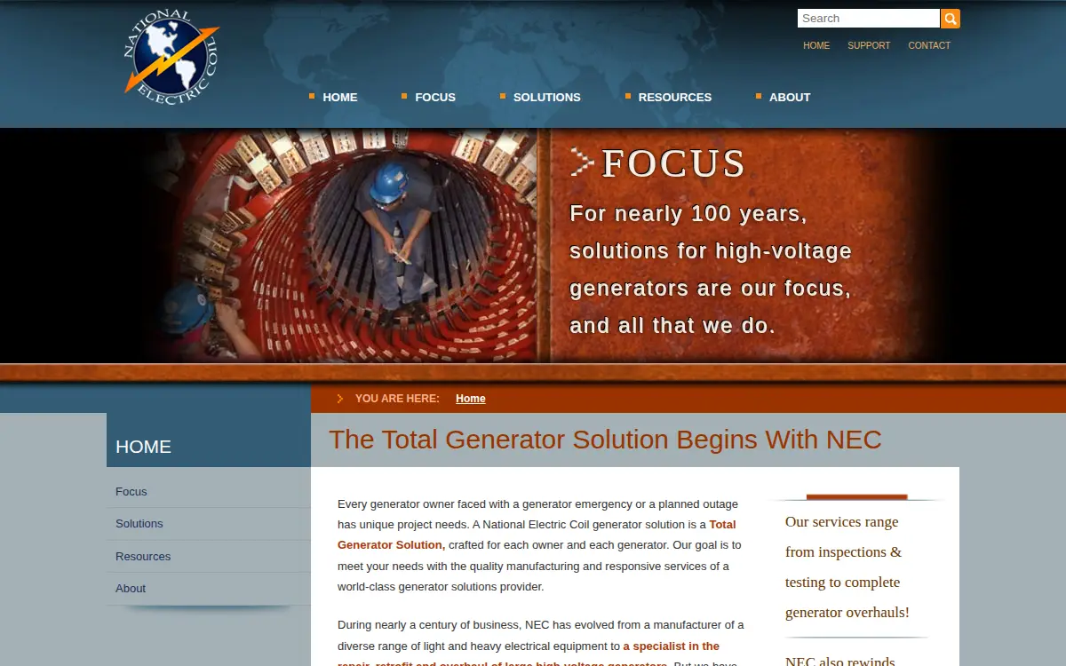Homepage of National Electric Coil Co., L.p.