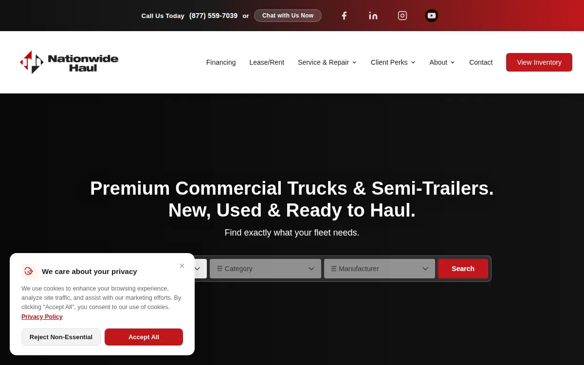 Homepage of Nationwide Haul LLC