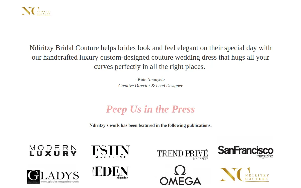 Homepage of Ndiritzy LLC