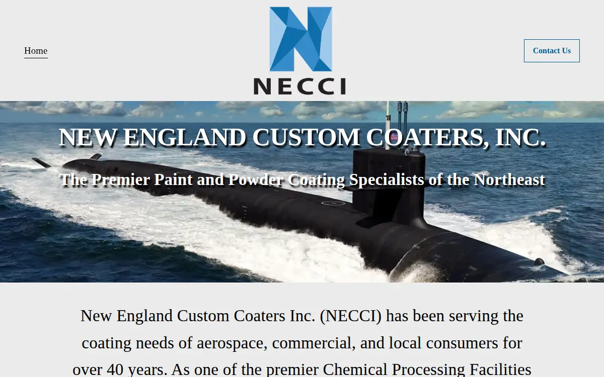 Homepage of New England Custom Coaters, INC.