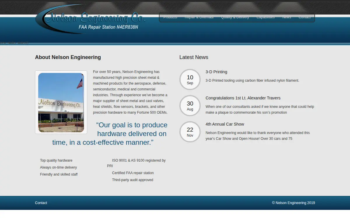 Homepage of Nelson Engineering CO.