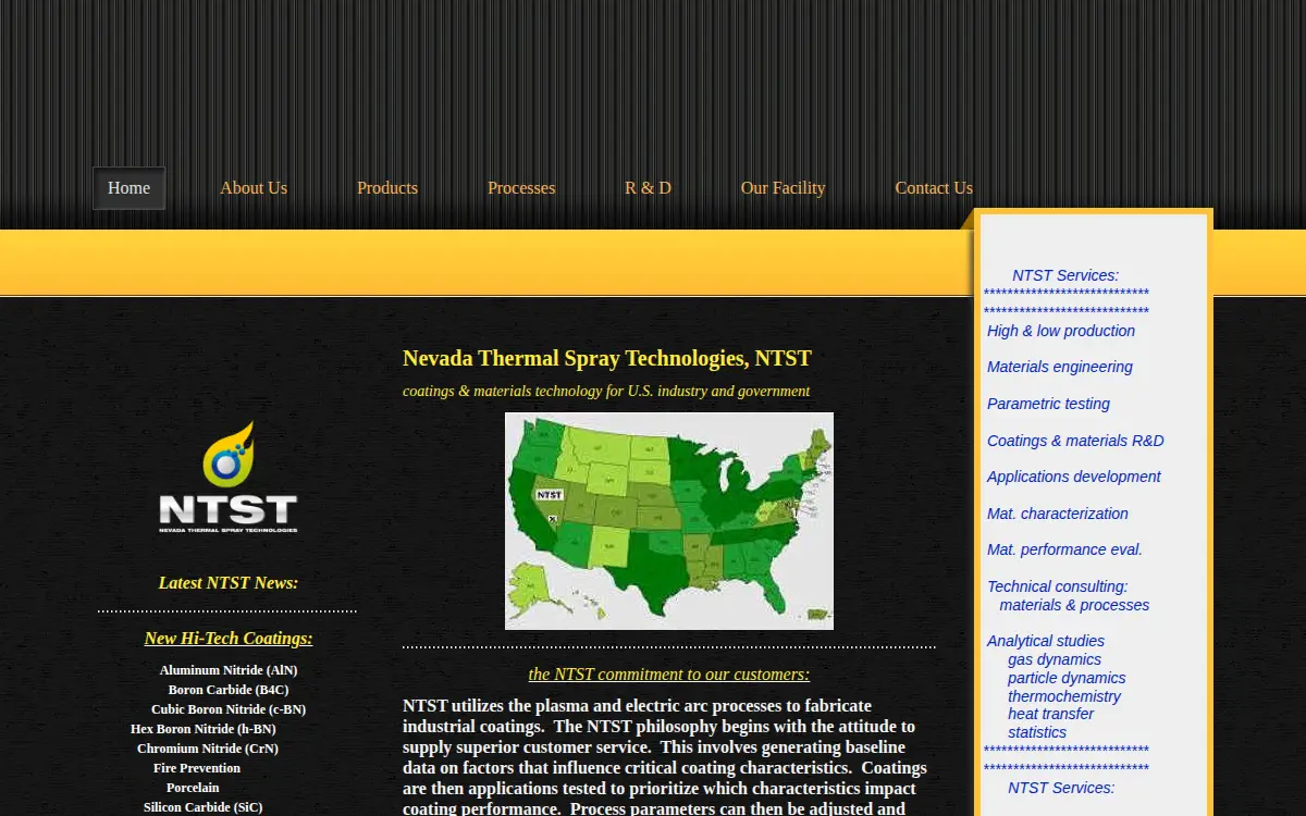 Homepage of Nevada Thermal Spray Tech