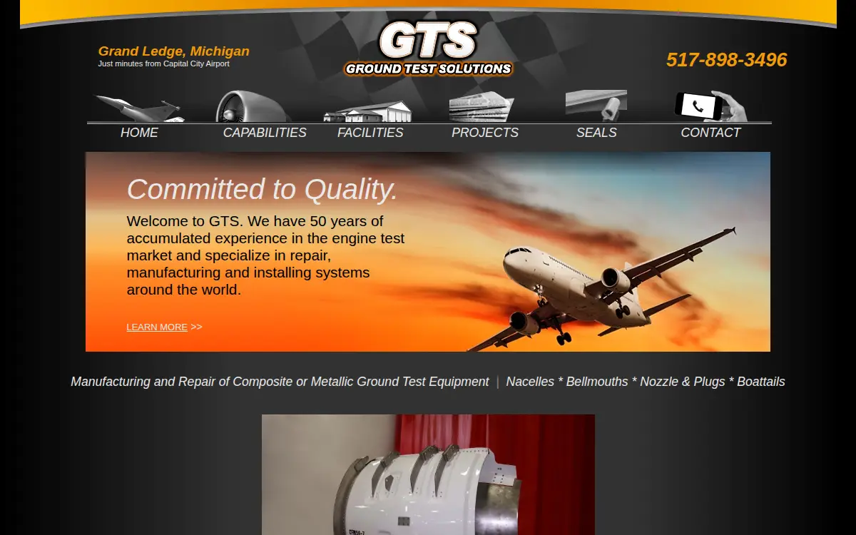 Homepage of Ground Test Solutions, LLC