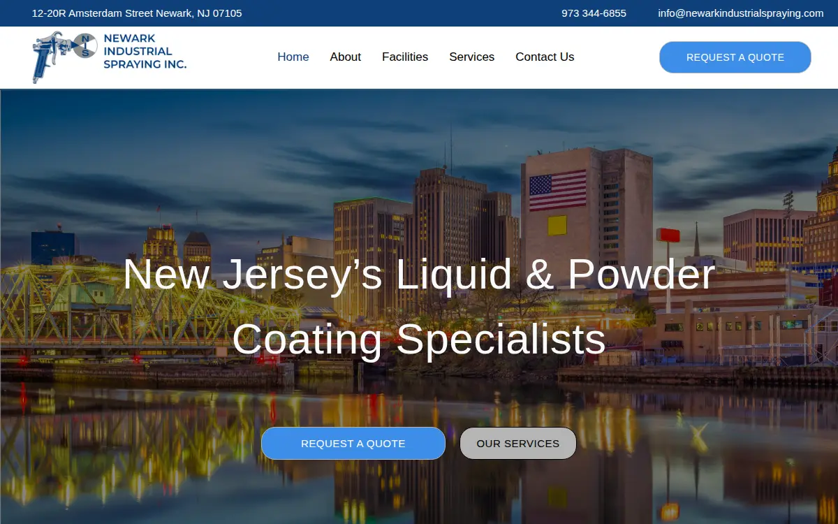Homepage of Newark Industrial Spraying, INC.