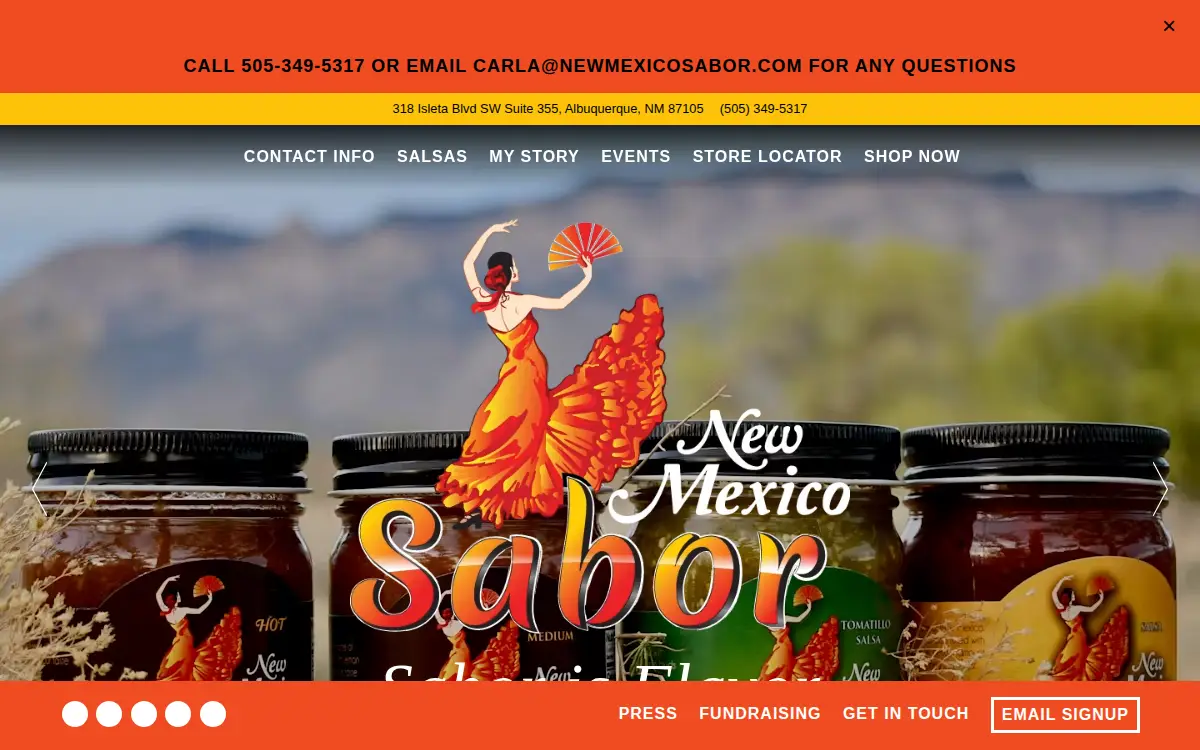 Homepage of New Mexico Sabor, LLC