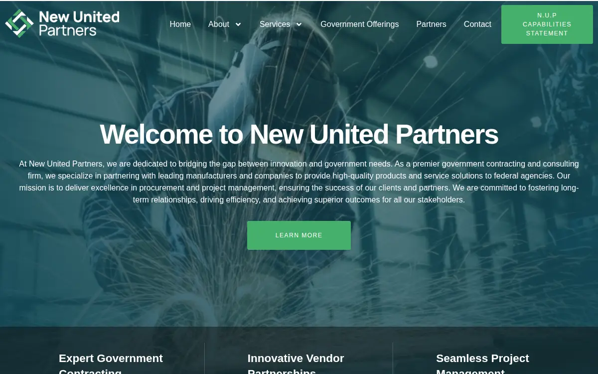 Homepage of New United Partners, LLC
