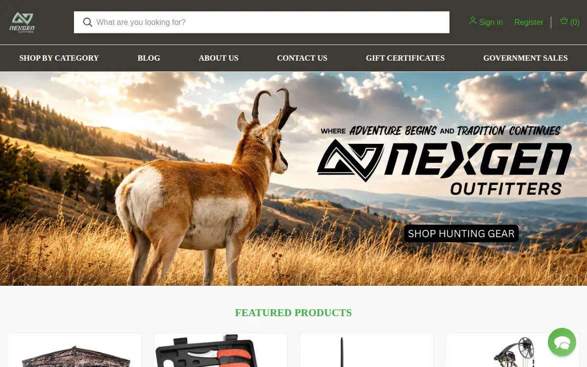 Homepage of Nexgen Outfitters, LLC