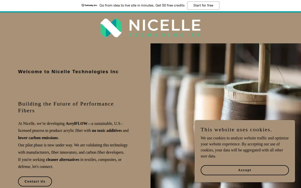Homepage of Nicelle Technologies INC