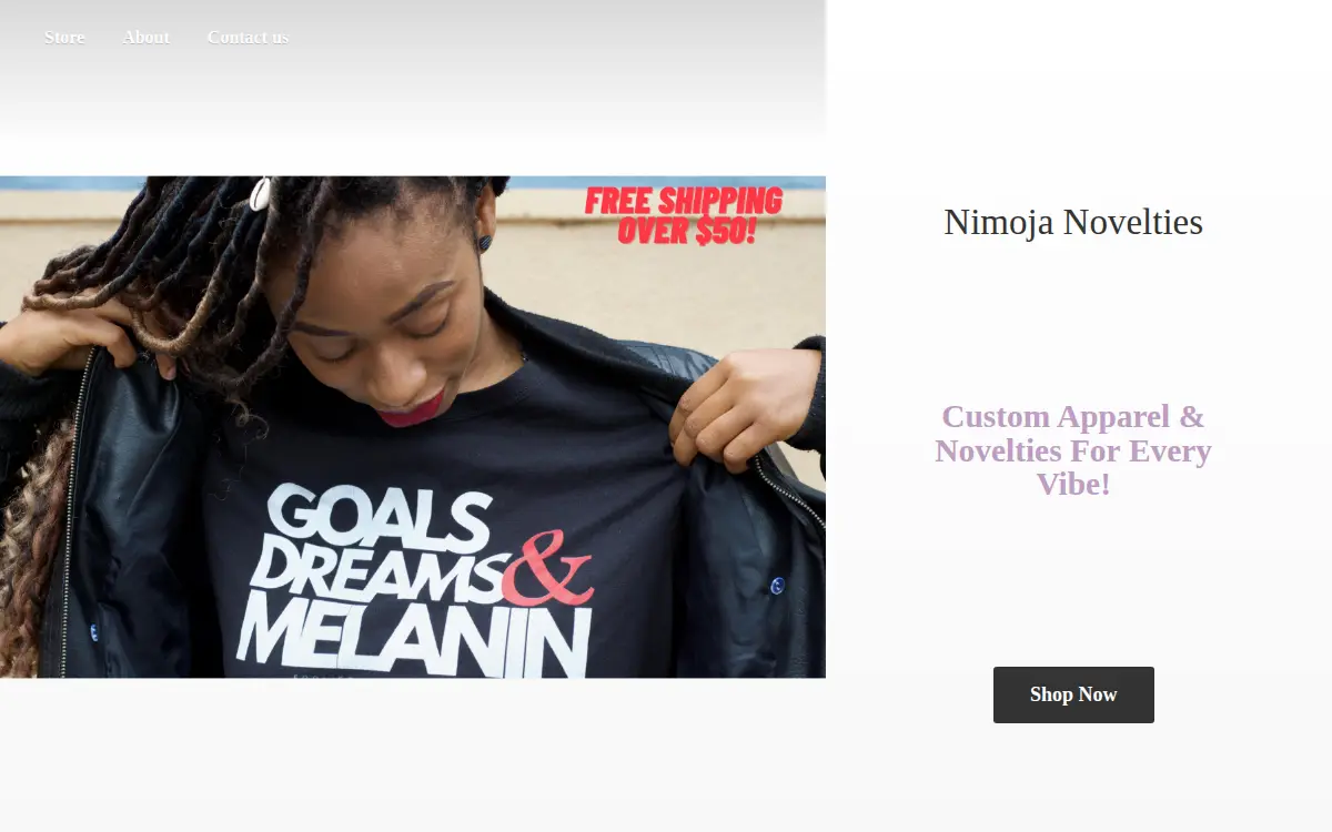 Homepage of Nimoja Novelties LLC.