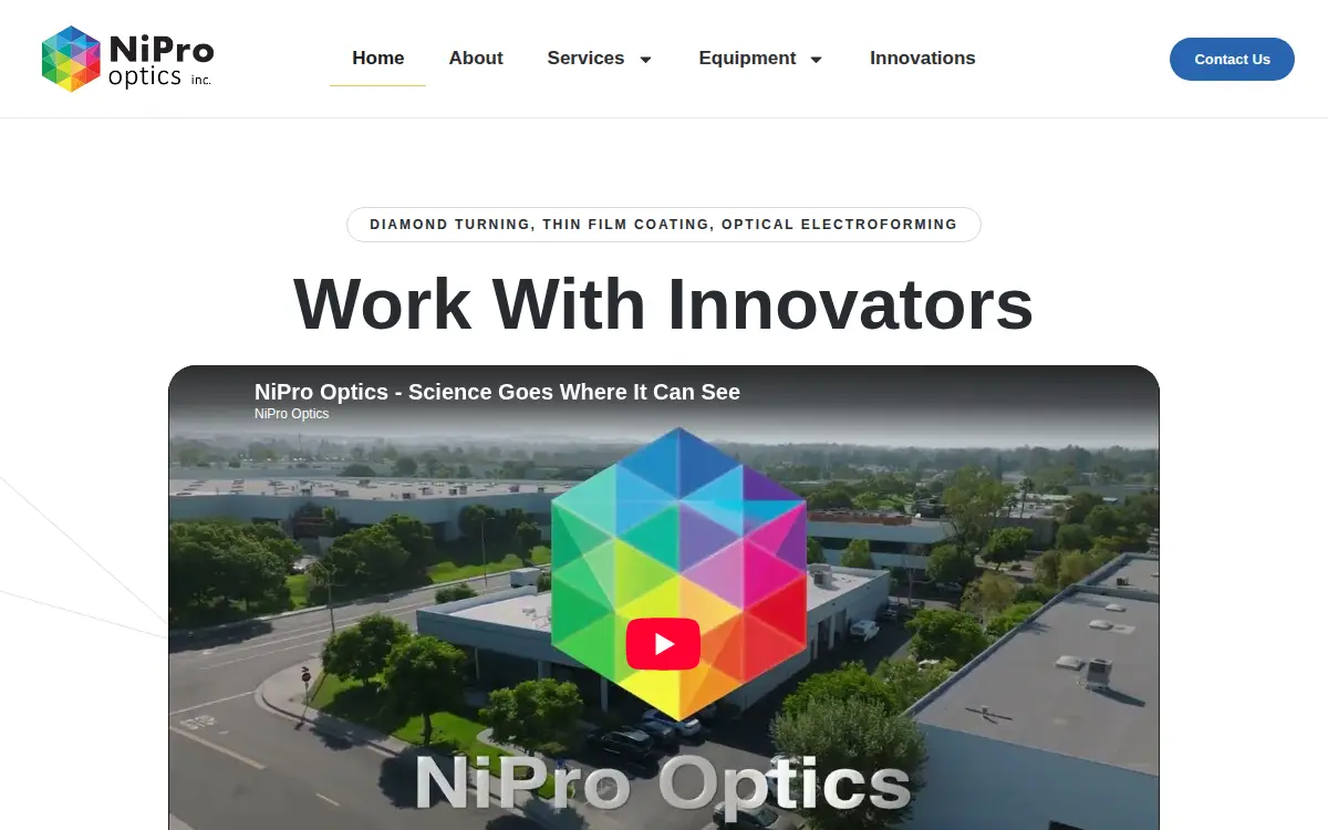 Homepage of Nipro Optics INC.