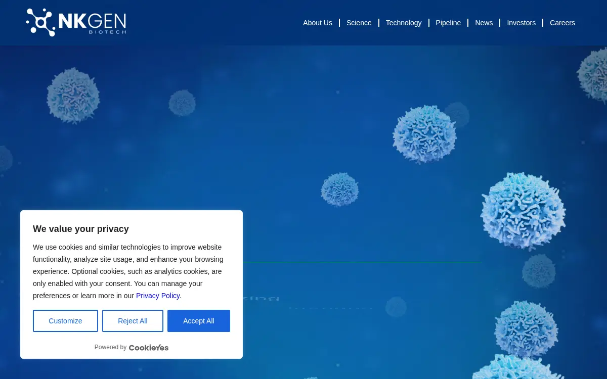 Homepage of Nkgen Biotech INC