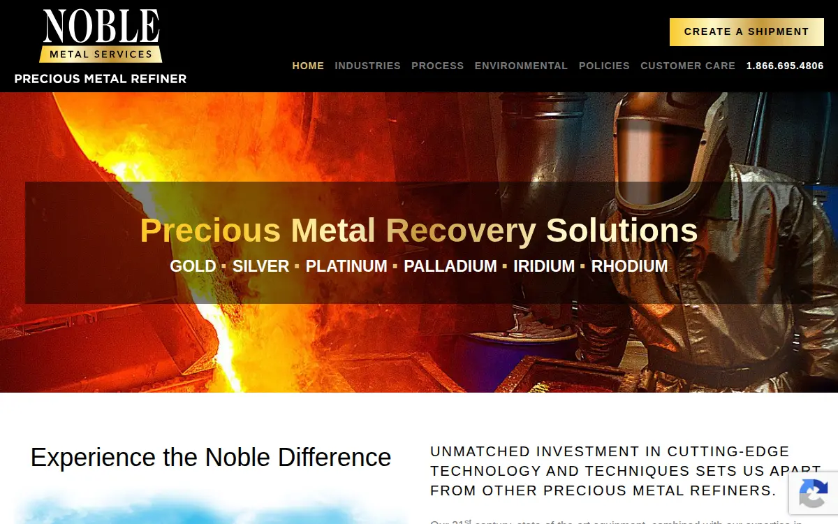 Homepage of Noble Metals Services, INC.