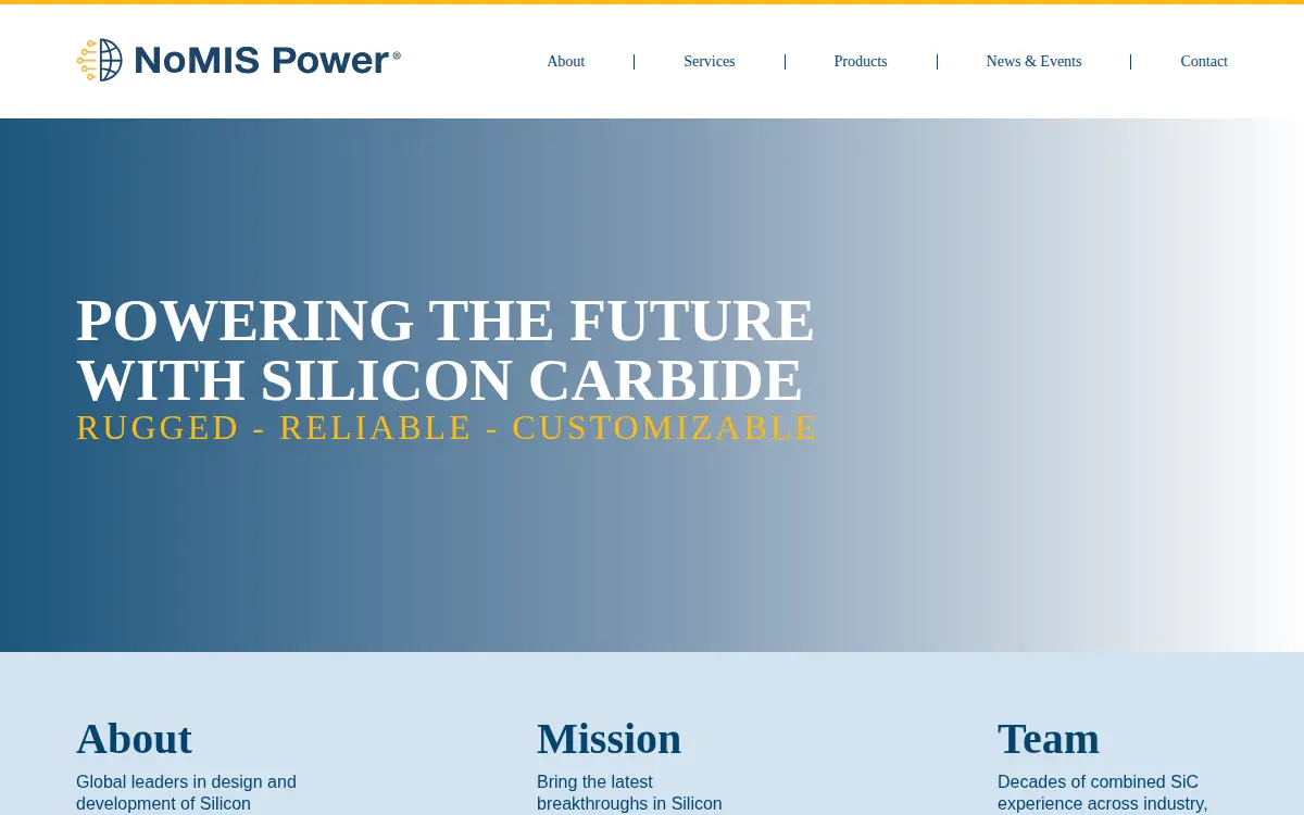 Homepage of Nomis Power Corporation