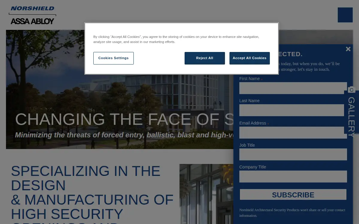 Homepage of Assa Abloy Specialty Doors, LLC