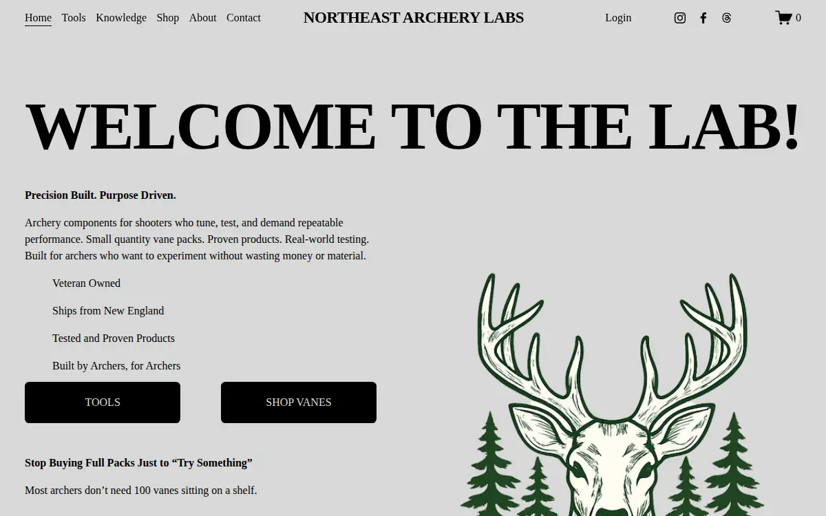 Homepage of Northeast Archery Labs LLC
