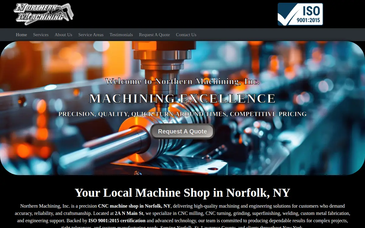 Homepage of Northern Machining, INC