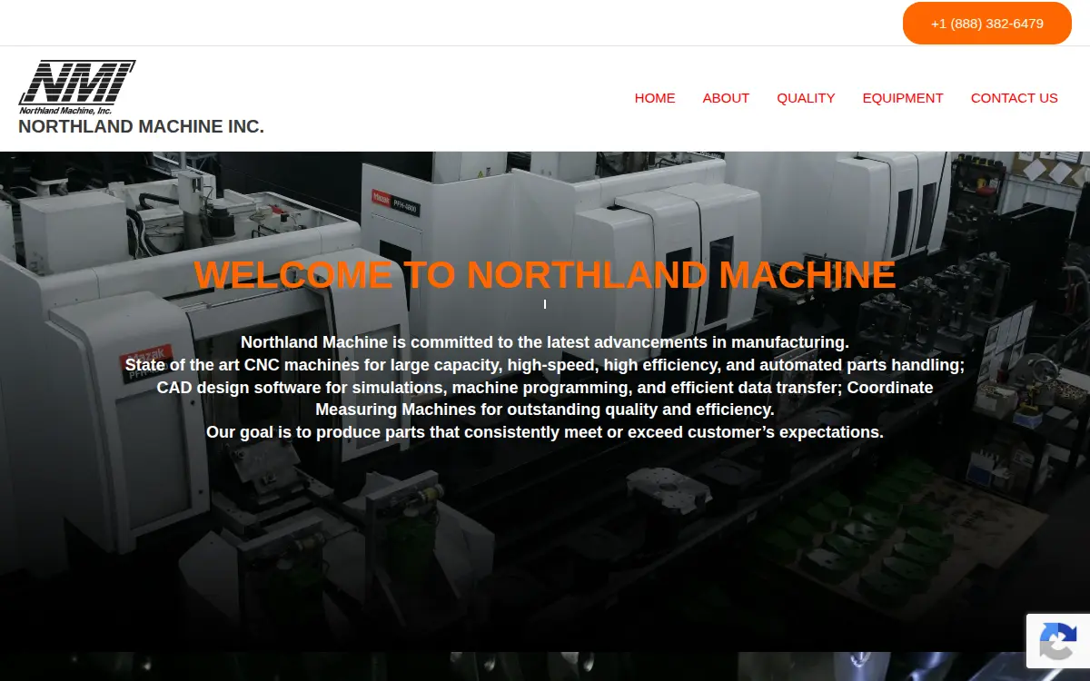Homepage of Northland Machine, INC