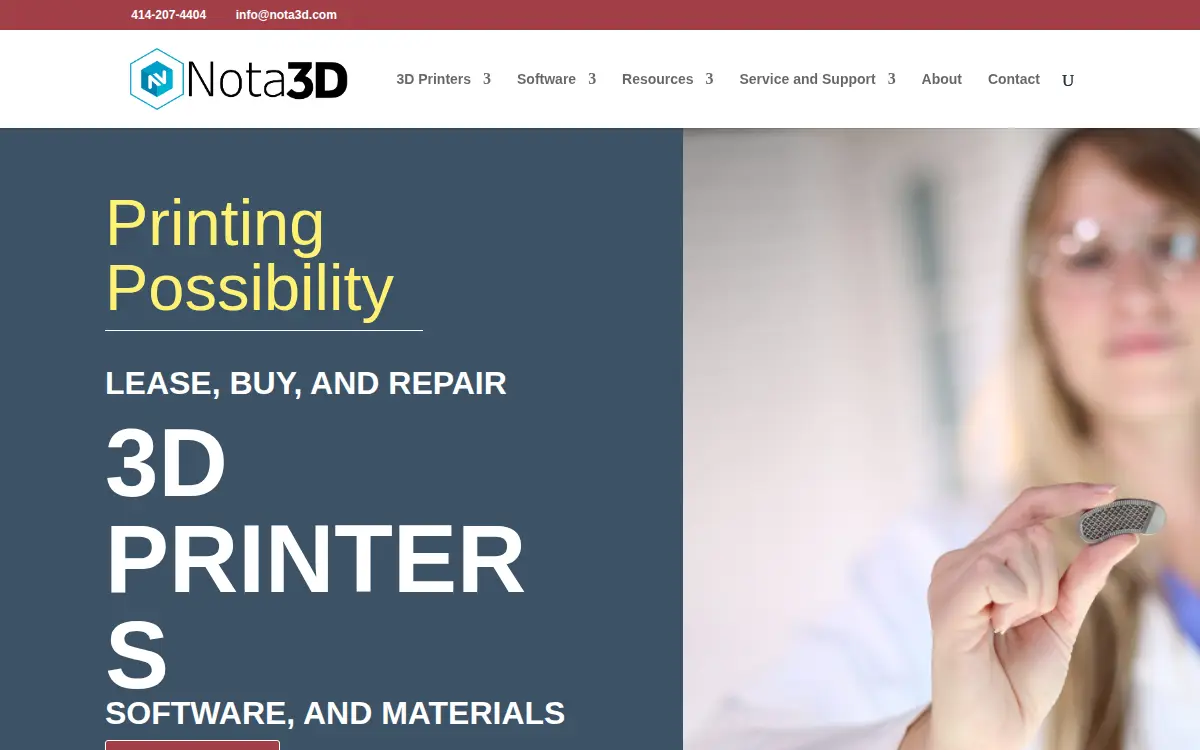 Homepage of Nota3d Solutions, INC