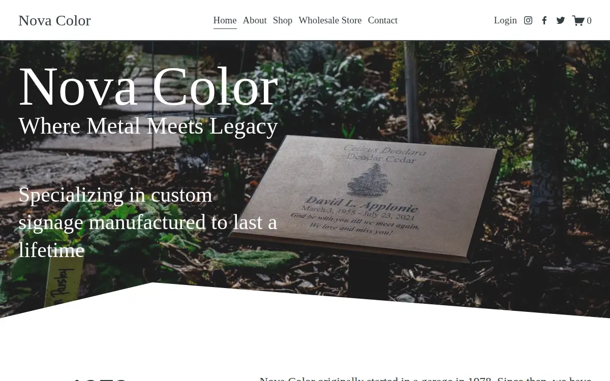 Homepage of Nova Color Incorporated